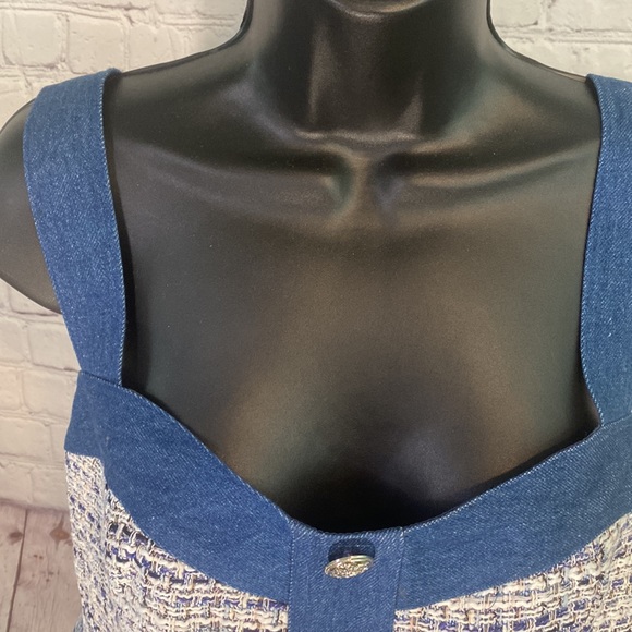 NWT DENIM & TWEED BUTTON FRONT BUSTIER TOP - Picture 5 of 16